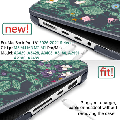 DONGKE Compatible with MacBook Pro 16 Inch Case (2026-2021 Release, M5 M4 M3 M2 M1 Pro/Max Chip), Plastic Hard Shell Cover with Keyboard Cover & Screen Protector for MacBook Pro 16", Garden Florals