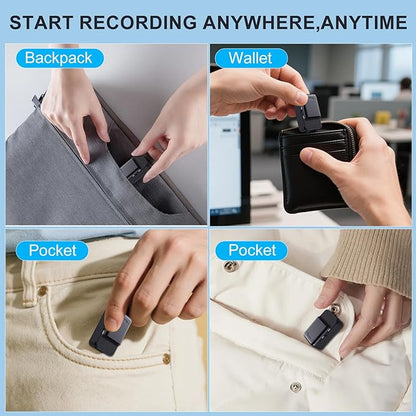 Mini Voice Recorder,64GB Magnetic Voice Activated Recorder with AI Noise Cancellation,72H Battery Life, USB-C Portable Recording Device for Car,Lectures,Meetings,Interviews (2025 Upgrade)