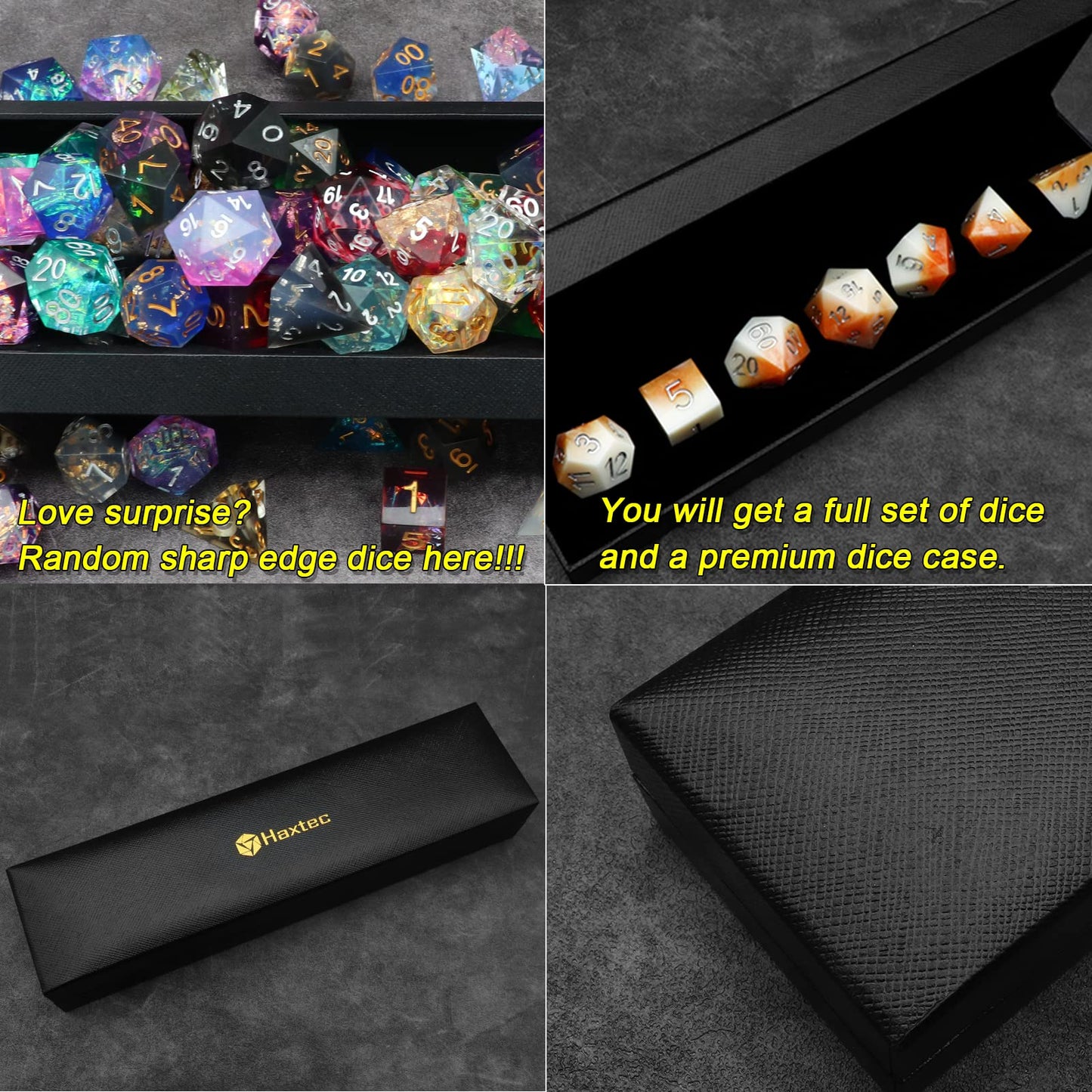 Haxtec Mystery Sharp Edge DND Dice Set, Resin Polyhedral RPG Dice