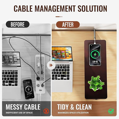 Cinati Large Cable Management Box, 15.8" Wooden Cable Organizer for Floor Wires Storage, Wall Mount Cord Hider Box for Electrical Cord Management, Power Strip Wire Organization for Desktop Home Office