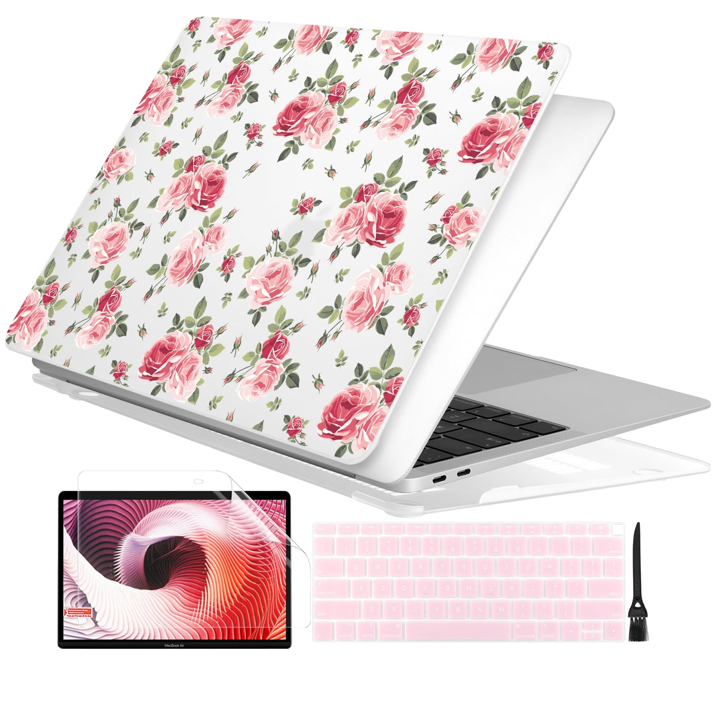 Batianda LumiArt Case for MacBook Air 13 inch 2018-2020, Pink Roses
