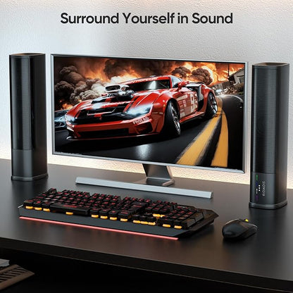 Sound Bar for Smart TV, 2 in 1 Detachable Home Audio Soundbar Speaker,20” Sound Bar for TV with Optical/AUX/HDMI-ARC/Bluetooth Connection for PC/Gaming/Projectors, Wall Mountable
