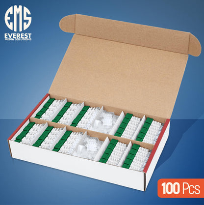 Everest 45 Degree RJ45 Cat6 Keystone Jacks Slim Profile 100-Pack Green