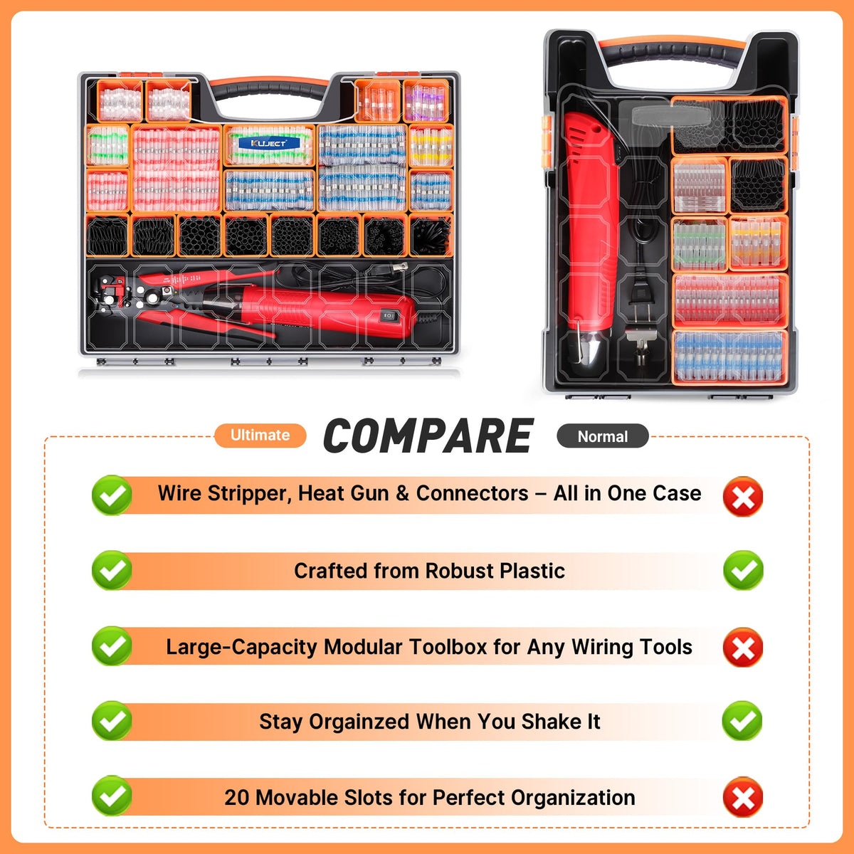 Ultimate All-in-One Heat Shrink Solder Seal Wire Connectors Kit – Wire Striper, Heat Gun, Kuject 2000PCS Waterproof Solder Stick Butt Connectors, Electrical Wiring Connector Kit for Marine Automotive