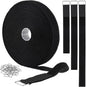 1"x32ft Hook and Loop Straps with 50 Metal Buckles, Adjustable Fastening Cable Straps, Cut-to-Length Cinch Strap, Reusable Nylon Securing Cord Ties for Organizer or Storage, 1 inch Wide, Black