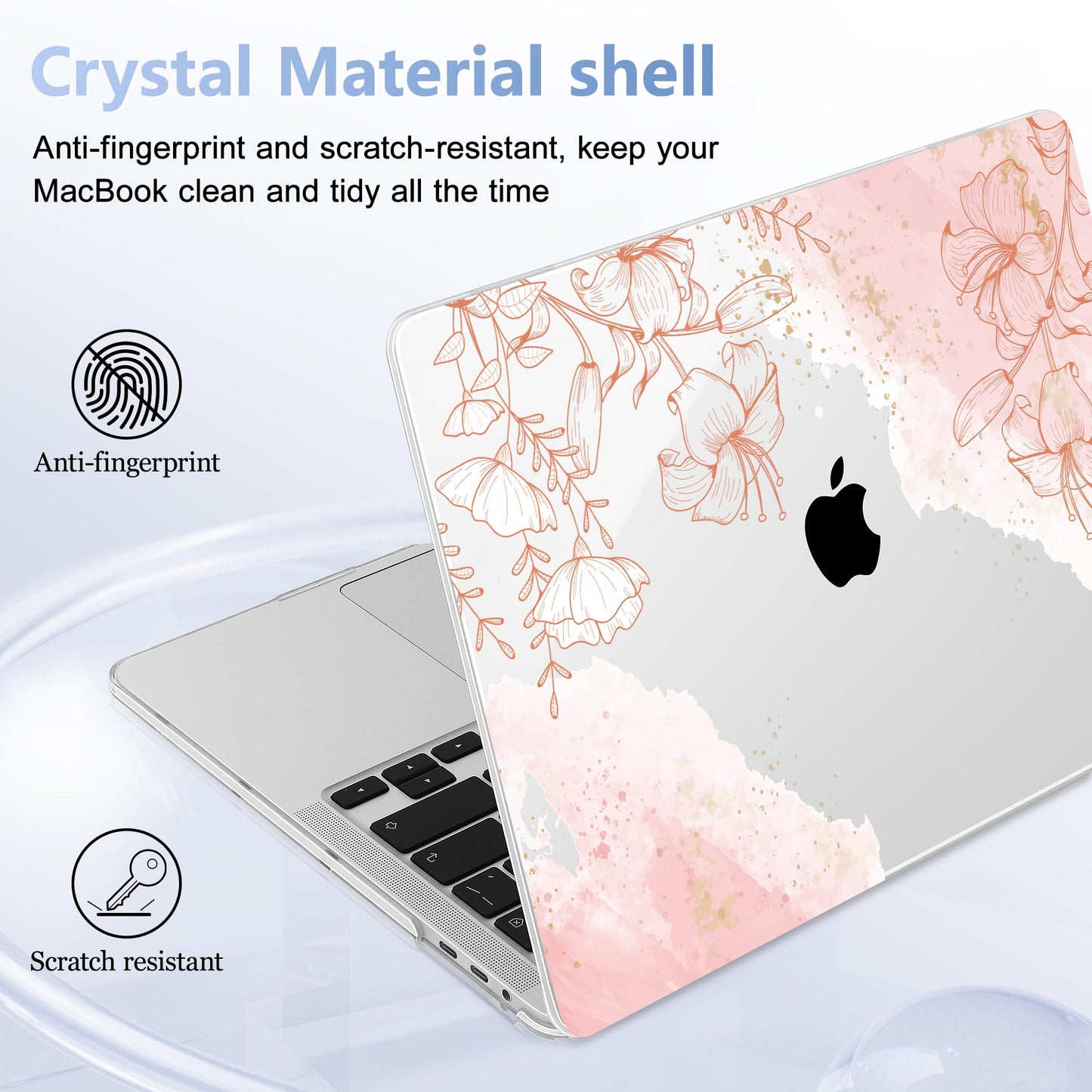 Lepeoac for MacBook Pro 16 inch Case 2019 2020 Release Model A2141, Plastic Hard Shell Cover with Keyboard Cover for MacBook Pro 16 inch with Touch Bar & Touch ID - Watercolor Floral