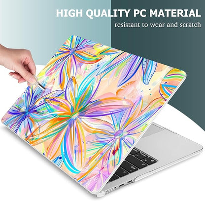 Mektron for 2025 M4 MacBook Air 13.6 Inch A3240 Case Fits 2023 A2681 M2 2024 A3113 M3 Chip with Liquid Retina Display, Printed Plastic Hard Shell Cover for MacBook Air 13.6", Watercolor FlowerC328