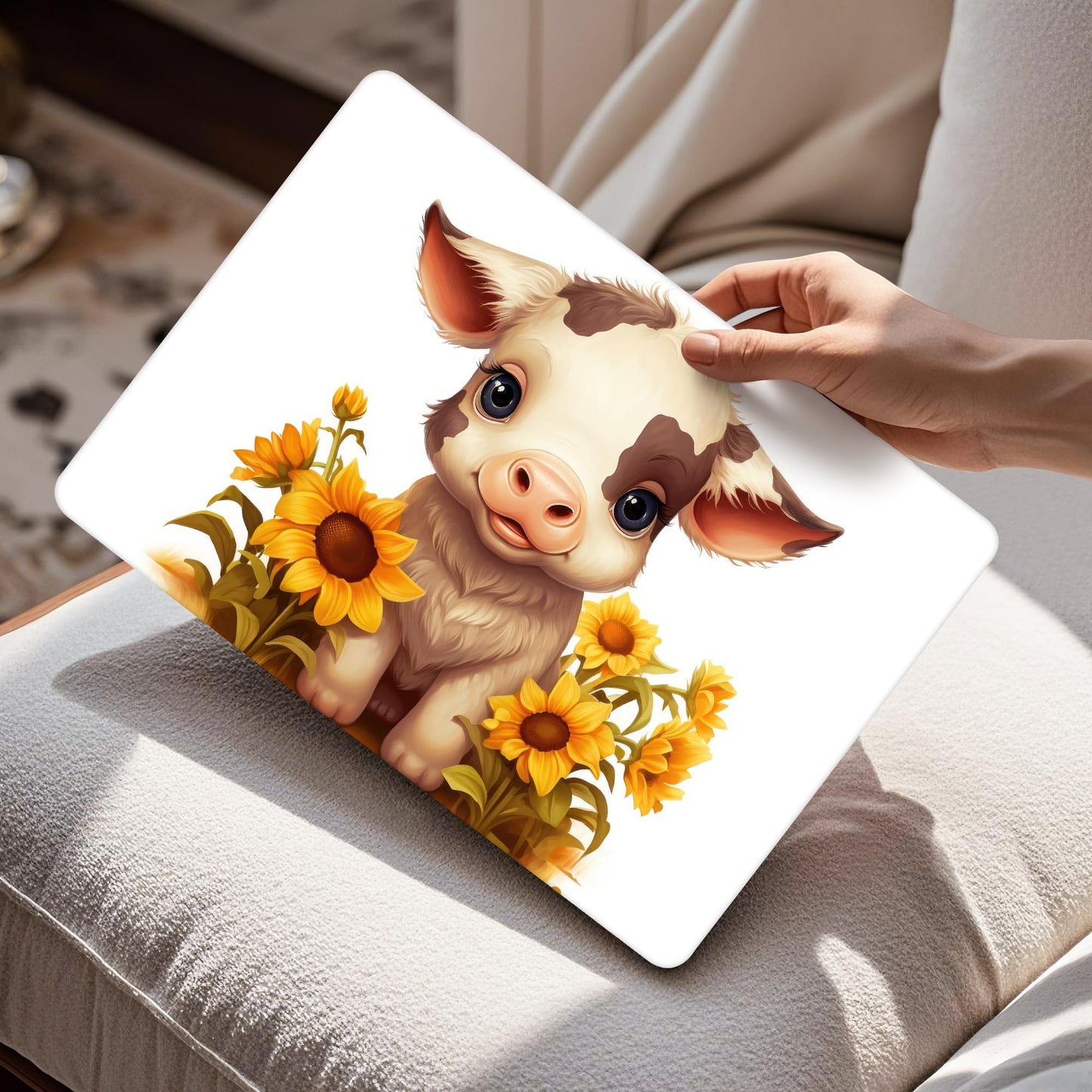 Mektron Case for 2026 MacBook Air 15 INCH M5 A3448 Compatible with M4 A3241 /M3 A3114 /M2 A2941 Printed Plastic Hard Shell Cover with 15.3" Liquid Retina Display Touch ID- Cute Cow