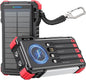 BLAVOR 45W Solar Charger Power Bank - 74000mwh Wireless Portable Charger Built-in Cables, PD QC Fast Charging Battery Pack with USB C for Cell Phones, Dual Flashlight & Carabiner for Camping, Hiking