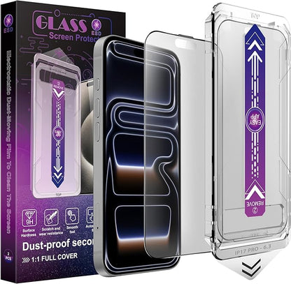 Matte Screen Protector for iPhone 17 Pro 6.3-Inch, Auto Dust Removal, 9H Tempered Glass, Full Cover, Anti-Fingerprint, Easy Installation, 2 Pack