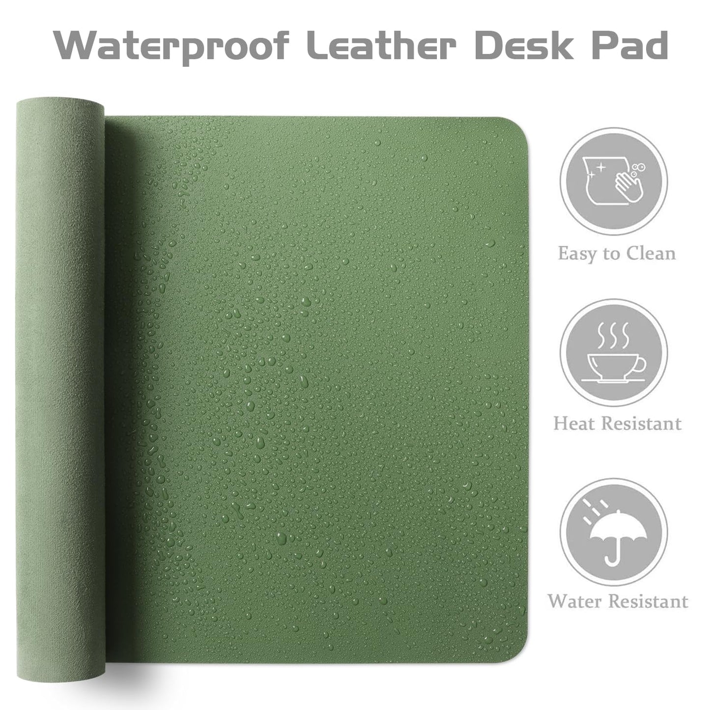 Aothia Leather Desk Pad Protector, Office Desk Mat, Large Mouse Pad, Laptop Desk Pad, Non-Slip PU Leather Desk Blotter, Waterproof Desk Writing Pad for Office and Home (Olive Green, 47" x 17")