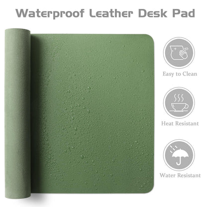 Aothia Leather Desk Pad Protector, Office Desk Mat, Large Mouse Pad, Laptop Desk Pad, Non-Slip PU Leather Desk Blotter, Waterproof Desk Writing Pad for Office and Home (Olive Green, 47" x 17")