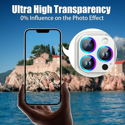 AGVEE 3+3 Camera Lens Protector for iPhone 15 Pro 6.1" / 15 Pro Max 6.7", Brushed Metal Ring 9H Tempered HD Glass Camera Protector Cover Film, Pink