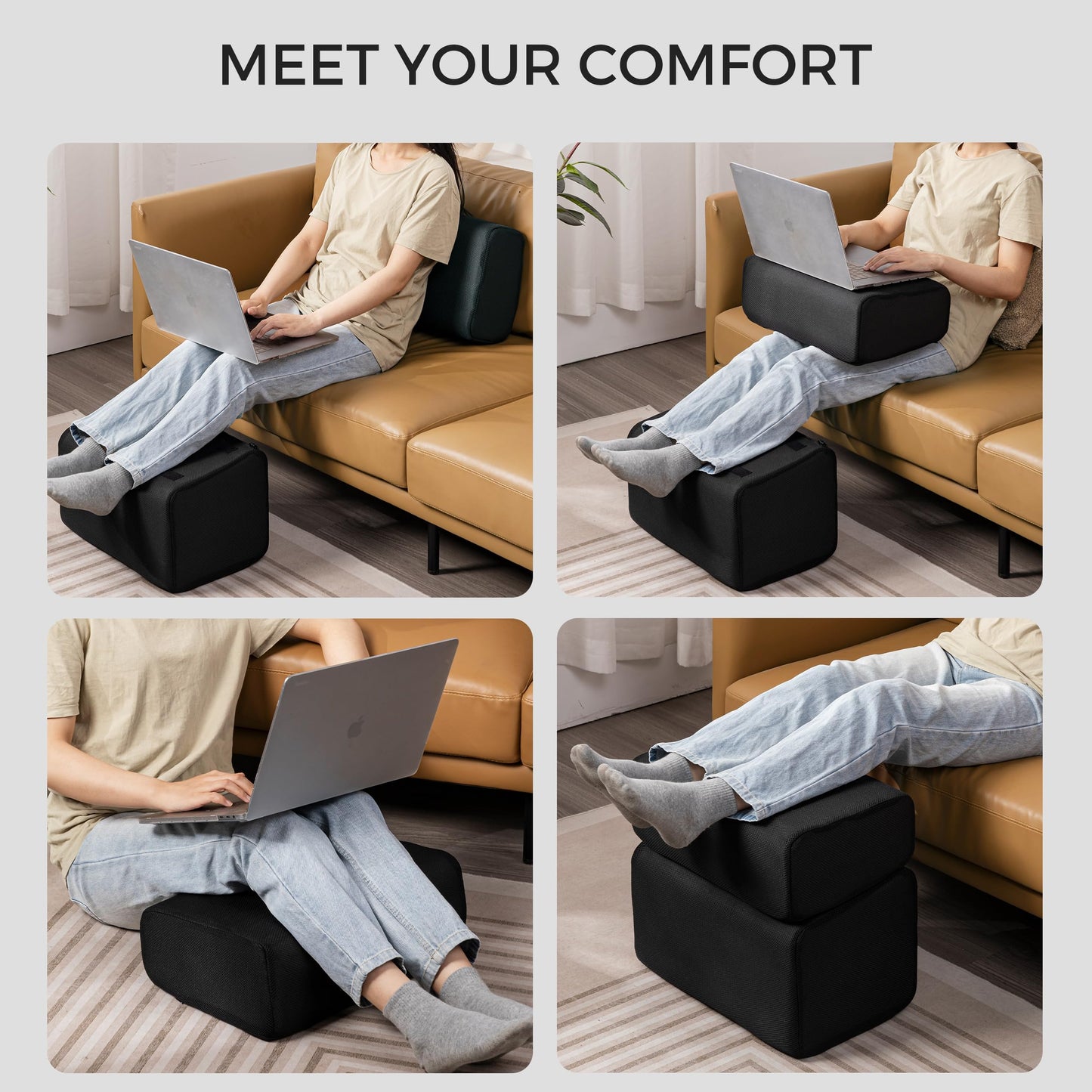 Ganondorf Foot Rest for Under Desk at Work Adjustable Foot Rest Under Desk Ergonomic Foot Stools for Under Office Desk Leg Pillow for Underdesk Footrest with Washable Cover, Mesh Black
