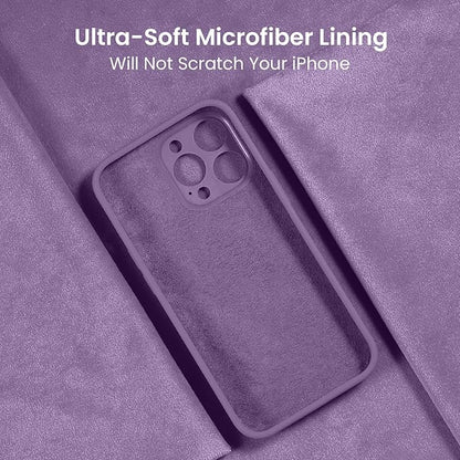 FireNova Designed for iPhone 15 Pro Max Case, Silicone Upgraded [Camera Protection] Phone Case with [2 Screen Protectors], Soft Anti-Scratch Microfiber Lining Inside, 6.7 inch, Light Purple