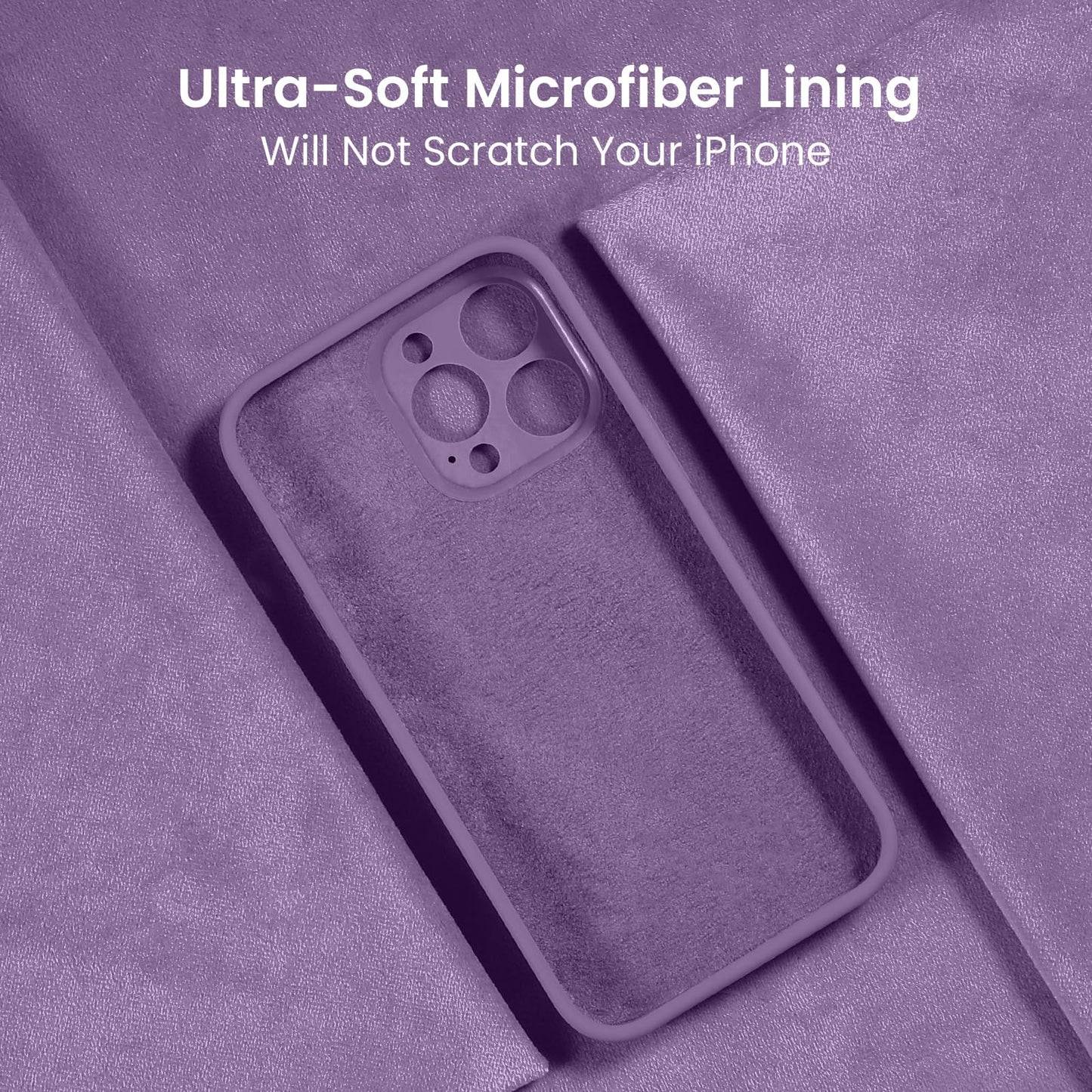 FireNova Designed for iPhone 15 Pro Case, Silicone Upgraded [Camera Protection] Phone Case, Soft Anti-Scratch Microfiber Lining Inside, 6.1 inch, Light Purple