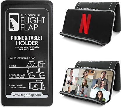 Airplane Phone Holder, Flexible Cell Phone Holder, Folding Cellphone Stand for Desk, Bed, Office, Treadmill - Airplane Accessories Long Flight Travel - Plane Essentials (Original Black)