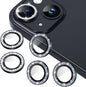 AGVEE 3+3 for iPhone 14 6.1" / 14 Plus 6.7" Camera Lens Protector, Bling Diamond & Bling Glitter Metal Ring 9H Tempered HD Glass Camera Protector Cover Film, Bling-Black