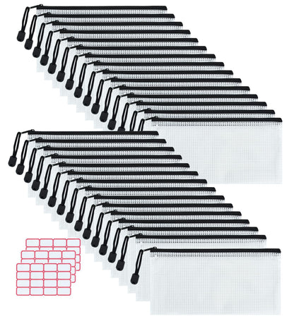 Vuzvuv 30pcs 9.1"x 4.5" Mesh Zipper Pouch Zipper Bags, Zipper Case Pouch Bulk, Mesh Bag for File, Makeup, Board Game Office Home Travel Storage