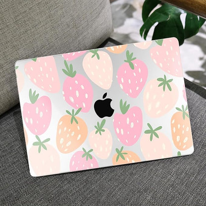 MEEgoodo Case for MacBook Pro 13 inch Case 2022 2021 2020 New A2338 M2/M1 A2251 A2289, Laptop Hard Shell with Keyboard & Camera Cover Compatible with 13 inch MacBook Pro, Cute Drawn Strawberries