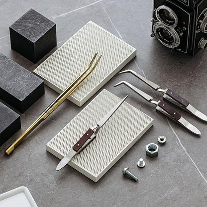 Gisafai 6 Pcs Jewelry Soldering Kit Include 2 Soldering Block Honeycomb Ceramic Welding Boards, 1 Copper Tongs, 3 Tweezers Reverse Tweezers Jewelers Making Melting Casting Tools Supplies