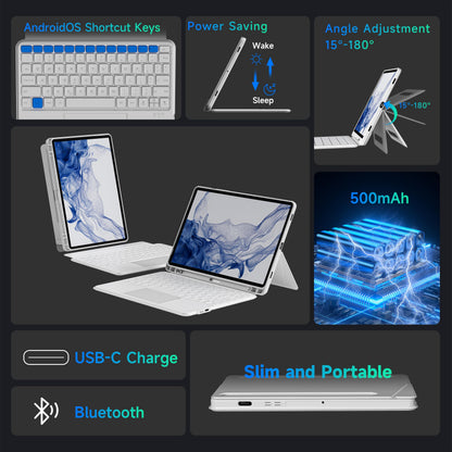nimin Detachable Keyboard Cases for 12.4-inch Samsung Galaxy Tab S7+/S8+/S7FE,Built-in S Pen Holder and Trackpad,7-Color Backlit, Auto Sleep/Wake,Snow White