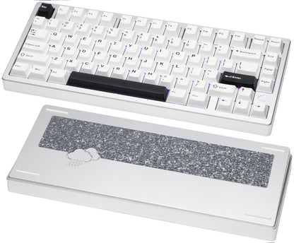 KEEBMONKEY WOBKEY Rainy 75 CNC Aluminum HMX/JWK/Cocoa Switches Triple-Mode Connectivity Mechanical Keyboard with Superior Acoustics, RGB/FR4/Silver SUS304/7000mAh/Cocoa Switch (Pro - Silver)