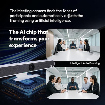 Meeting 4K Video Conferencing Bar – 4K Camera with 120° Wide-Angle Lens, AI Auto-Framing, 6 Mics with 20ft Pickup Range, Dual Speakers, Plug-and-Play USB for Zoom/Teams/Meet – Medium Rooms