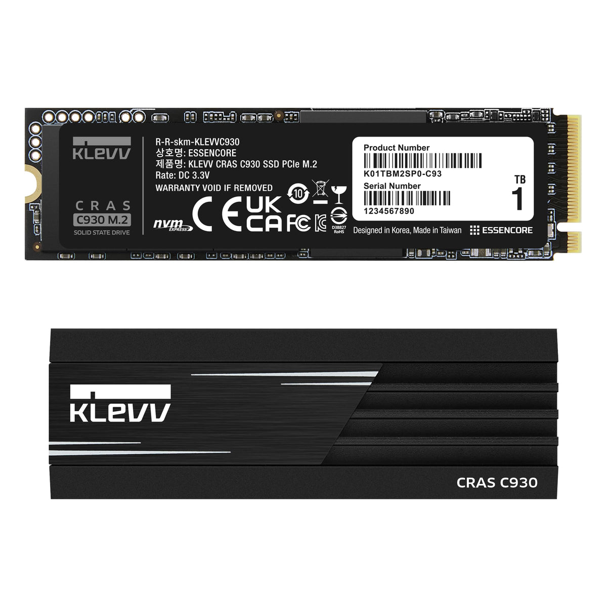 KLEVV CRAS C910 1TB M.2 2280 NVMe PCIe Gen4x4 Laptop & Desktop Internal SSD Heatsink Included, up to 5000MB/s (K01TBM2SP0-C91)