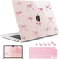 May Chen Case for MacBook Air 13/13.6 inch M5 A3449 M4 A3240 M3 A3113 M2 A2681, 2026 2025 2024-2022, Plastic Hard Shell with Keyboard Cover & Screec Protector, Sakura Pink Glitter Bow