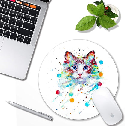 Watercolor Cat Mouse pad Computer Mousepad Personalized Design Mouse Pads for Computers Round Mouse mat