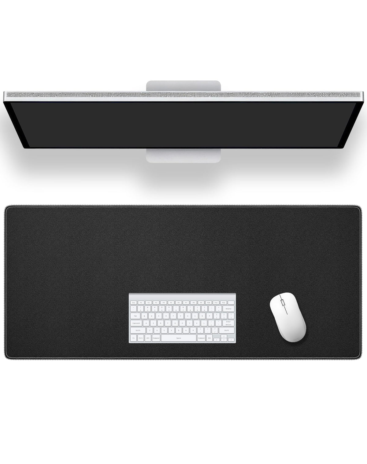 ALOANES Black Waterproof Desk Mat, Large, with Extended Mouse Mat, Office Desk Protector with Anti-Slip Base, Stitched Edge, Grain Jacquard Surface, Perfect for Gamer, Home, XL,11.81''x27.56''x0.12'
