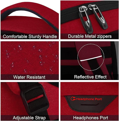 Laptop Backpack,Business Travel Anti Theft Slim Durable Laptops Backpack with USB Charging Port,Water Resistant College Computer Bag for Women & Men Fits 15.6 Inch Laptop and Notebook-Red