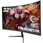 CRUA 32" FHD 200Hz Curved Gaming Monitor, 1800R, AMD FreeSync, Black