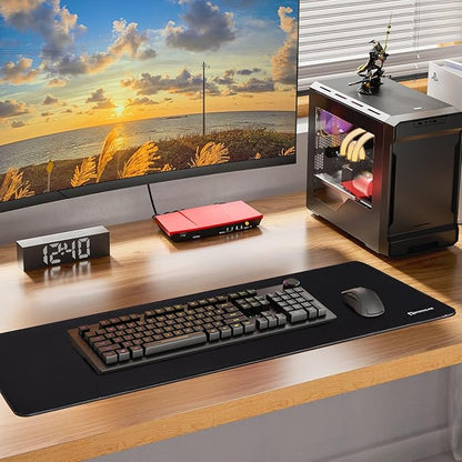 RAINYEAR Large Gaming Mouse Pad(31.5 x 11.8 Inch), Computer Mousepad with Anti-Slip Rubber Base, Smooth Large Keyboard Mouse Pad Mat for Gamer, Office, Home, Black