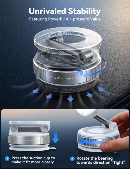 JOYROOM Vacuum Magnetic Car Phone Holder, Strongest Suction Cup 360° Adjustable Magsafe Car Phone Mount, Foldable Cell Phone Holders for Your Car for iPhone 16 Pro Max 15 14 13 12 Plus/Android