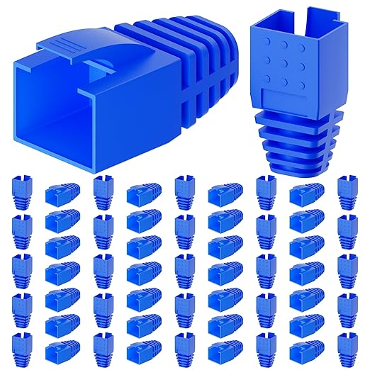 CableGeeker Cat6 RJ45 Strain Relief Boots, 100-Pack, 8.5mm, Blue