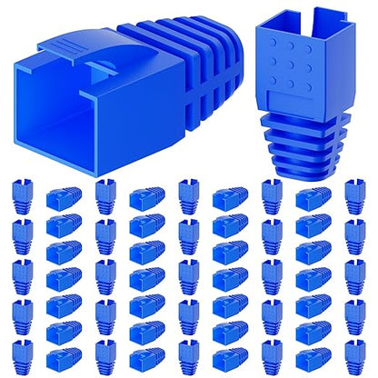 CableGeeker Cat6 RJ45 Strain Relief Boots, 100-Pack, 8.5mm, Blue