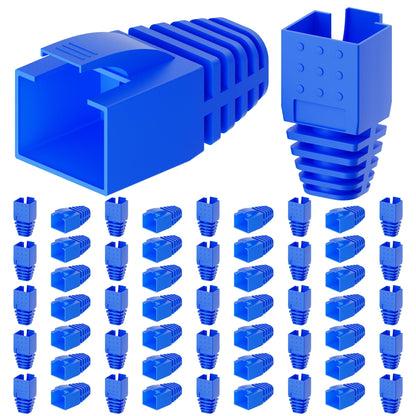 CableGeeker Cat6 RJ45 Strain Relief Boots, 100-Pack, 8.5mm, Blue