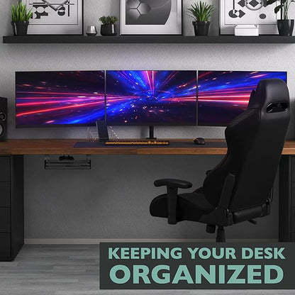 Ilyapa Under Desk CPU Mount, Steel Under Desk Computer Mount Vented Sides, PC Wall Storage, Laptop Stand, Shelf for Office Storage, 4x12x11 Inches