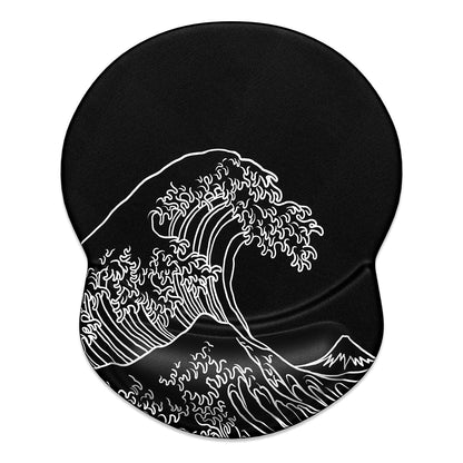 ITNRSIIET Ergonomic Mouse Pad with Gel Wrist Support Small Wrist Rest Smooth Surface Non-Slip PU Base Comfortable Office Supplies Pain Relief, 8.7 x 7.2 inches, Rolling Wave