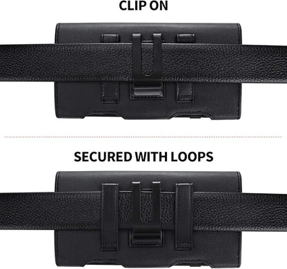 BECPLT for Samsung Galaxy S25 S24 S23 S22 5G S21 5G Holster Case, for iPhone 17 Pro 17 16 15 Pro Leather Pouch Case Holster with Belt Clip & Belt Loops with Card Holder for Apple iPhone 15 14 13 12