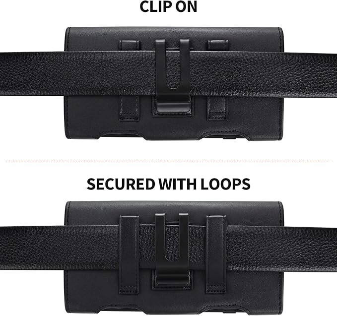 BECPLT for Galaxy S24 Ultra S23 Ultra 5G S22 Ultra 5G Holster Case, Leather iPhone 15 Pro Max Belt Clip Holster Pouch Carrying Sleeve with ID Card Holder for Galaxy A14 A12 A42 Note 20 Ultra (Black)