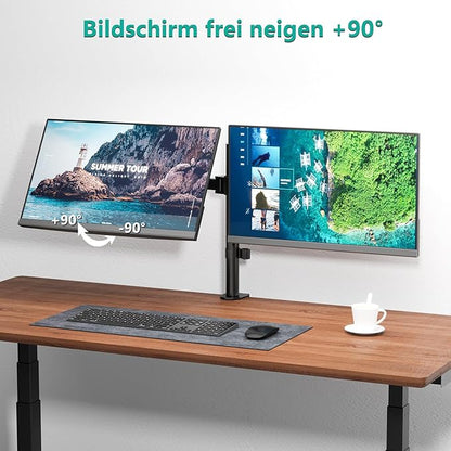WALI Dual Monitor Stand for 13-27 inch Screens, Dual Monitor Mounts for 2 Monitors, 2 Monitor Desk Mount Holds up to 22 lbs, Height Adjustable Swivel Tilt Rotation, 75x75/100x100mm (M002), Black