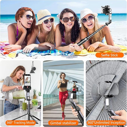 71" Tripod for iPhone with Light, Auto Face Tracking Selfie Stick Tripod, Upgrade Strong Gimbal Stabilizer 360 Rotation with Remote for Content Creator Vlog Live Streaming Video Record Tiktok YouTube