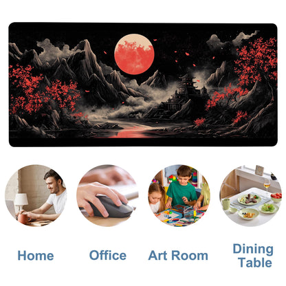 NITAHHHY Chinese Style Painting Gaming Mouse Pad 3mm Thick Stitched Edge Waterproof Non-Slip Large Computer Keyboard Mouse Mat,Suitable for Office Entertainment Decorative Desk Pad 35.4 x 15.7 Inches