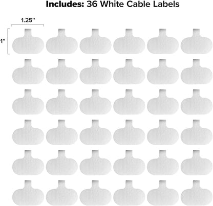 Cable Labels by Wrap-It Storage, Regular, White (36 Pack) - Write On Cord Labels, Wire Labels, Cable Tags and Wire Tags for Cable Management and Electronics, Computers. Great Stocking Stuffer