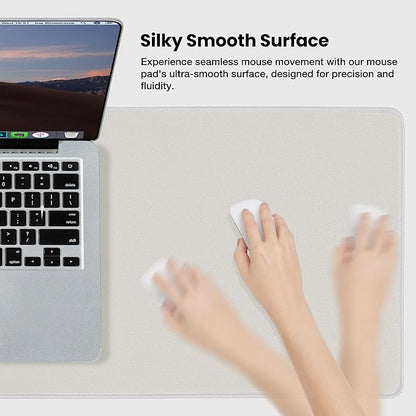 ALOANES Waterproof Mouse Pad with Durable Stitched Edge, XXXL Gaming Keyboard Pad, Non-Slip Rubber Base Mouse Mat, Extended Desk pad for Gamer, Office & Home, Beige Mousepad 35.4''x 15.7''x 0.12''