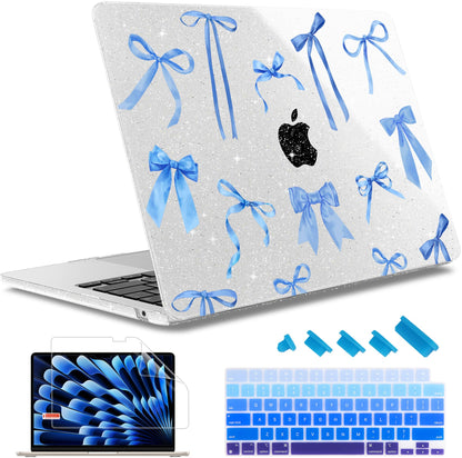 May Chen Case for MacBook Air 13/13.6 inch M5 A3449 M4 A3240 M3 A3113 M2 A2681, 2026 2025 2024-2022, Plastic Hard Shell with Keyboard Cover & Screec Protector, Watercolor Bows