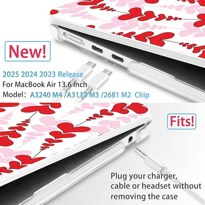Mektron for 2025 M4 MacBook Air 13.6 Inch A3240 Case Fits 2023 A2681 M2 2024 A3113 M3 Chip with Liquid Retina Display Touch ID, Printed Plastic Hard Shell Cover for MacBook Air 13.6", Heart Wave